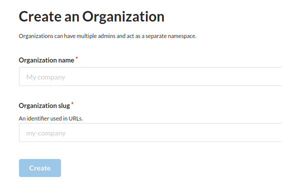 Create an organization !